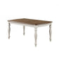 Fil 68 Inch Dining Table Rustic Brown Rubberwood White Turned Legs By Casagear Home BM309391