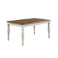 Fil 68 Inch Dining Table, Rustic Brown Rubberwood, White Turned Legs By Casagear Home