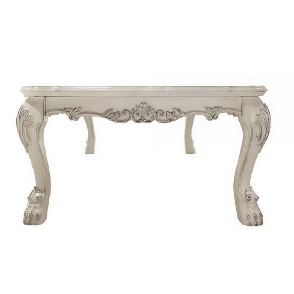 Ally 54 Inch Coffee Table Aspen Wood Classic Ornate Scrollwork Polyresin By Casagear Home BM309394