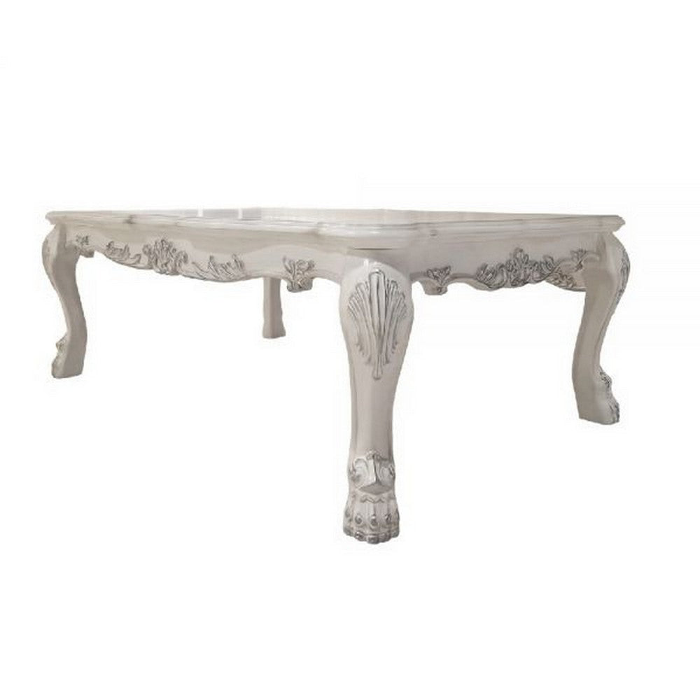 Ally 54 Inch Coffee Table Aspen Wood Classic Ornate Scrollwork Polyresin By Casagear Home BM309394