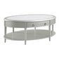 Kyna 50 Inch Coffee Table Sintered Top 1 Drawer Classic Oval Silver By Casagear Home BM309400