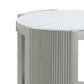 Kyna 26 Inch Side End Table Modern Sintered Top 1 Shelf Round Champagne Silver By Casagear Home BM309401