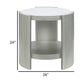 Kyna 26 Inch Side End Table Modern Sintered Top 1 Shelf Round Champagne Silver By Casagear Home BM309401