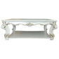 Jess 58 Inch Coffee Table Traditional Scrolled Legs White Brushed Gold By Casagear Home BM309420