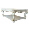 Jess 58 Inch Coffee Table Traditional Scrolled Legs White Brushed Gold By Casagear Home BM309420