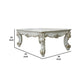 Jess 53 Inch Coffee Table Traditional Scrolled Legs Brushed Gold White By Casagear Home BM309422