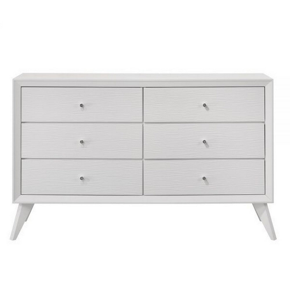 Siam 57 Inch Dresser 6 Drawers Modern White Sleek Rubberwood Frame By Casagear Home BM309432