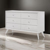 Siam 57 Inch Dresser 6 Drawers Modern White Sleek Rubberwood Frame By Casagear Home BM309432