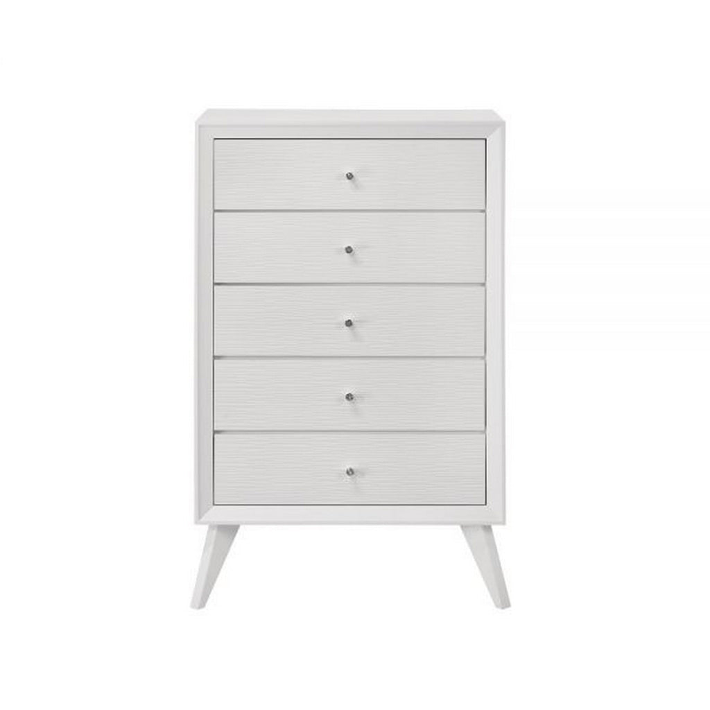 Siam 48 Inch Tall Dresser Chest 5 Drawers Rubberwood Sleek Modern White By Casagear Home BM309433