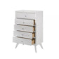 Siam 48 Inch Tall Dresser Chest 5 Drawers Rubberwood Sleek Modern White By Casagear Home BM309433