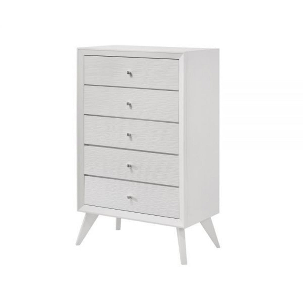 Siam 48 Inch Tall Dresser Chest 5 Drawers Rubberwood Sleek Modern White By Casagear Home BM309433