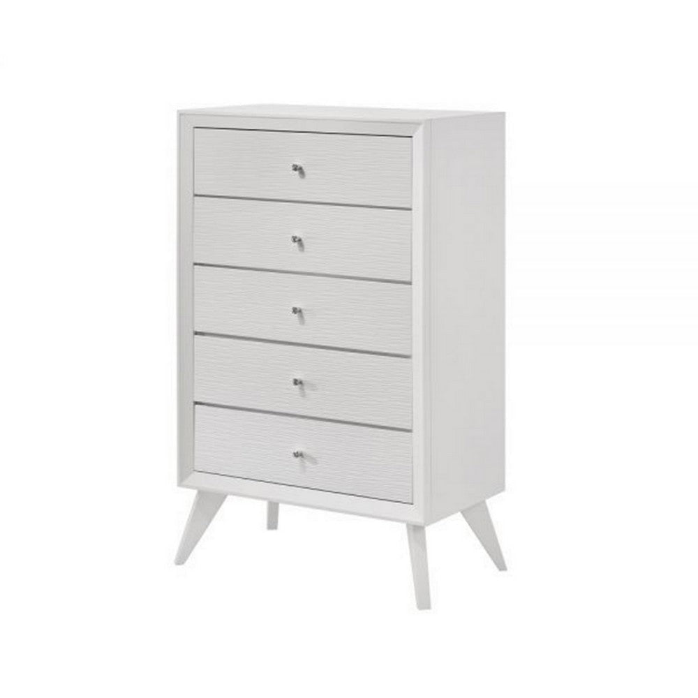 Siam 48 Inch Tall Dresser Chest, 5 Drawers, Rubberwood, Sleek Modern White By Casagear Home