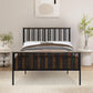 Nori Full Bed with Slatted Metal Frame MDF Wood Oak Brown and Black By Casagear Home BM309435