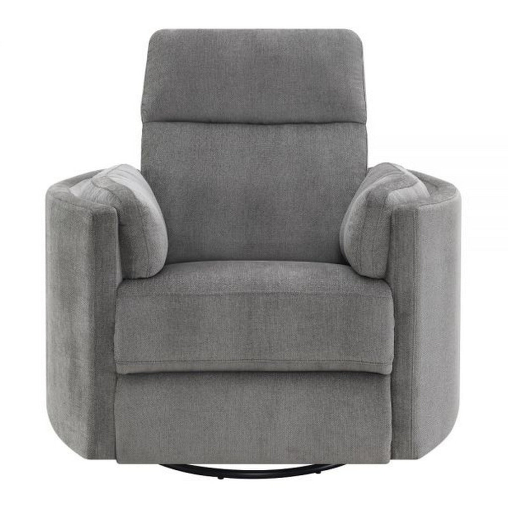 Sage 37 Inch Manual Recliner with Swivel, Chenille Upholstery, Charcoal By Casagear Home