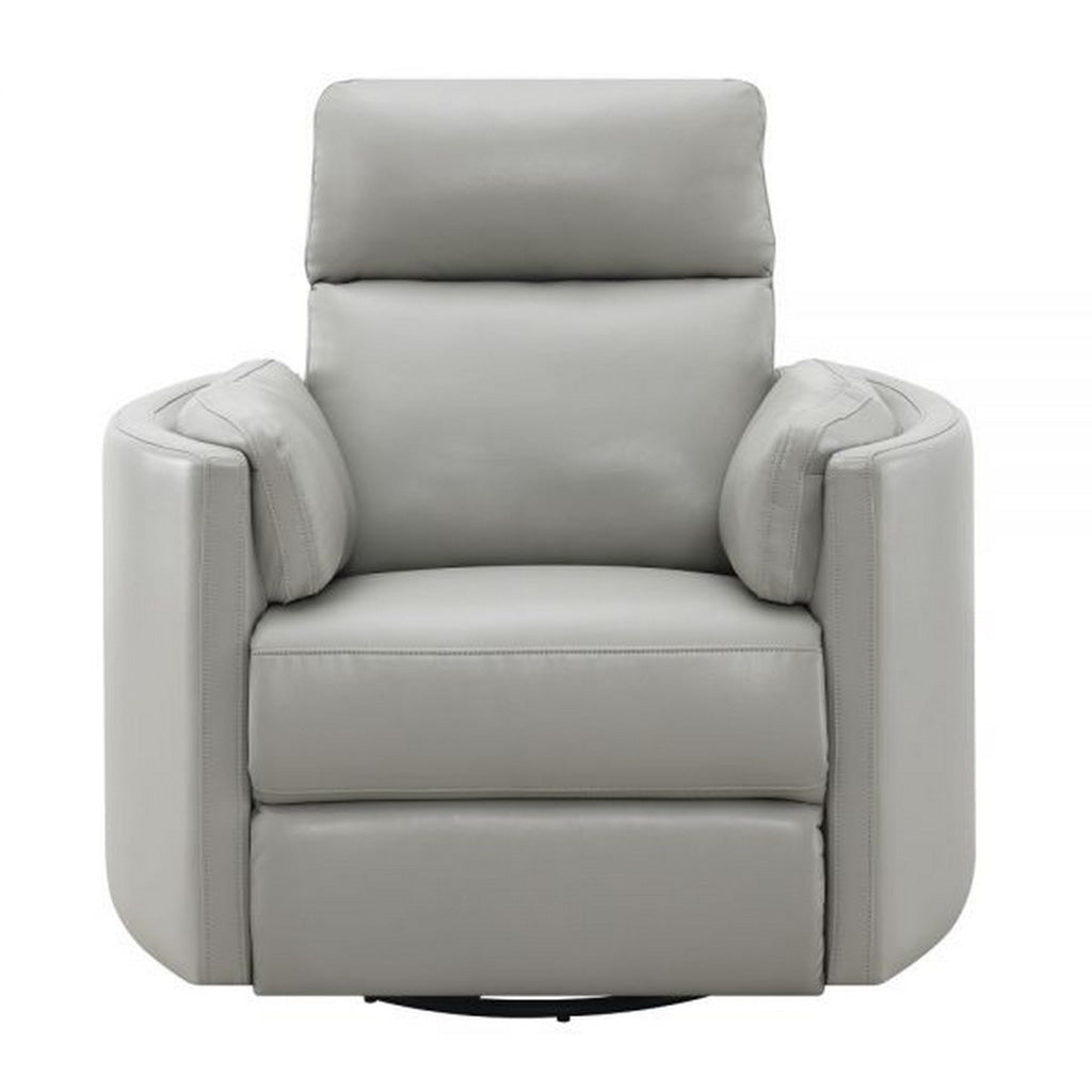 Sage 37 Inch Manual Recliner with Swivel Chenille Upholstery Smooth Gray By Casagear Home BM309453