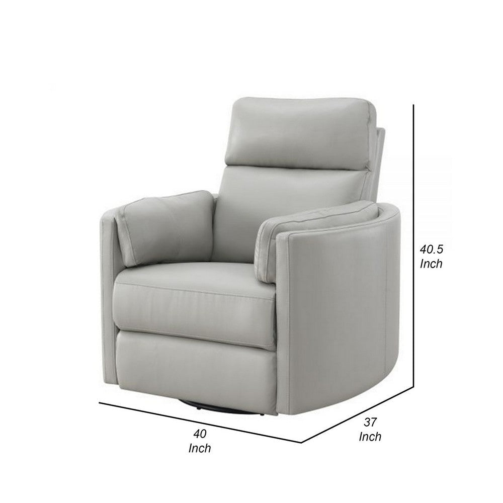 Sage 37 Inch Manual Recliner with Swivel Chenille Upholstery Smooth Gray By Casagear Home BM309453