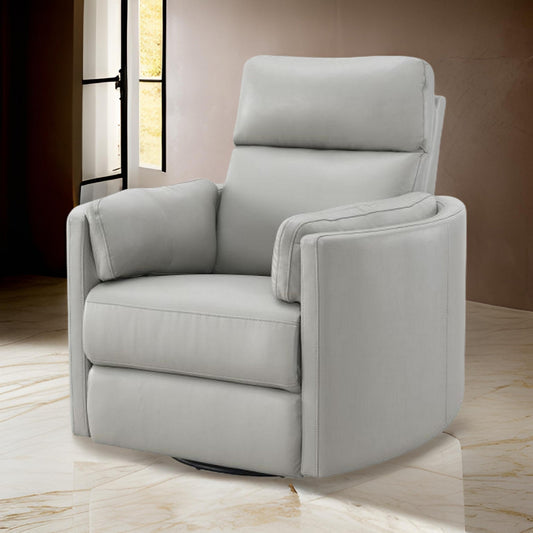 Sage 37 Inch Manual Recliner with Swivel, Chenille Upholstery, Smooth Gray By Casagear Home