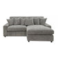 84 Inch Sectional Sofa 6 Pillows L Shape Corduroy Upholstery Gray By Casagear Home BM309454