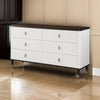 Aren 67 Inch Wide Dresser Chest, Jewelry Tray, 6 Drawers, Solid Wood, White By Casagear Home