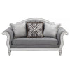 Fil 71 Inch Loveseat with 3 Pillows Fabric Upholstery Poplar Wood Gray By Casagear Home BM309469