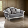 Fil 71 Inch Loveseat with 3 Pillows Fabric Upholstery Poplar Wood Gray By Casagear Home BM309469