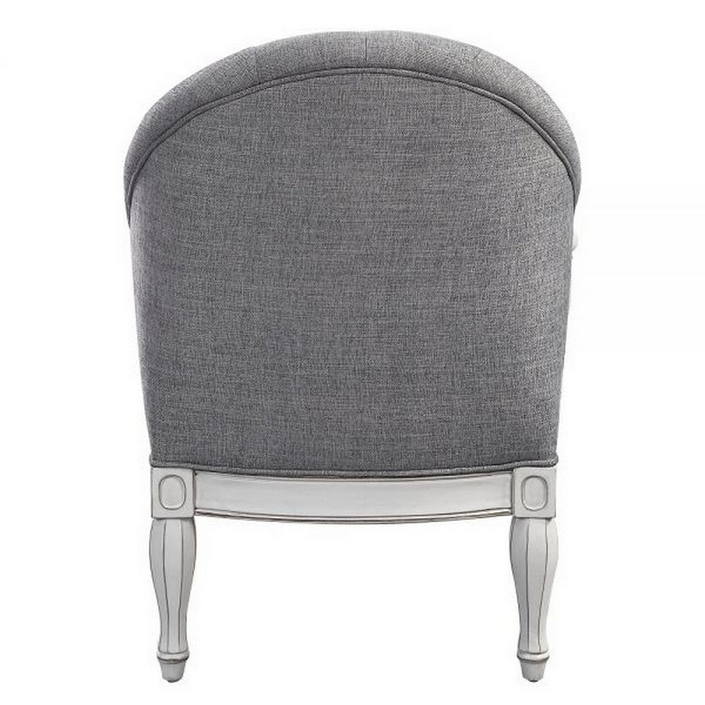 Fil 32 Inch Armchair Tufted Backrest Fabric Upholstery Poplar Wood Gray By Casagear Home BM309470