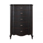 Cherry 38 Inch Tall Dresser Chest 5 Drawer Cabriole Legs Black Rubberwood By Casagear Home BM309476