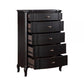 Cherry 38 Inch Tall Dresser Chest 5 Drawer Cabriole Legs Black Rubberwood By Casagear Home BM309476