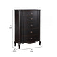 Cherry 38 Inch Tall Dresser Chest 5 Drawer Cabriole Legs Black Rubberwood By Casagear Home BM309476