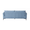 Miles 89 Inch Sofa with Padded Armrest Genuine Leather Light Blue Black By Casagear Home BM309479