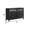 Kira 58 Inch Wide Dresser English Dovetail 6 Drawer Rubberwood Black By Casagear Home BM309483