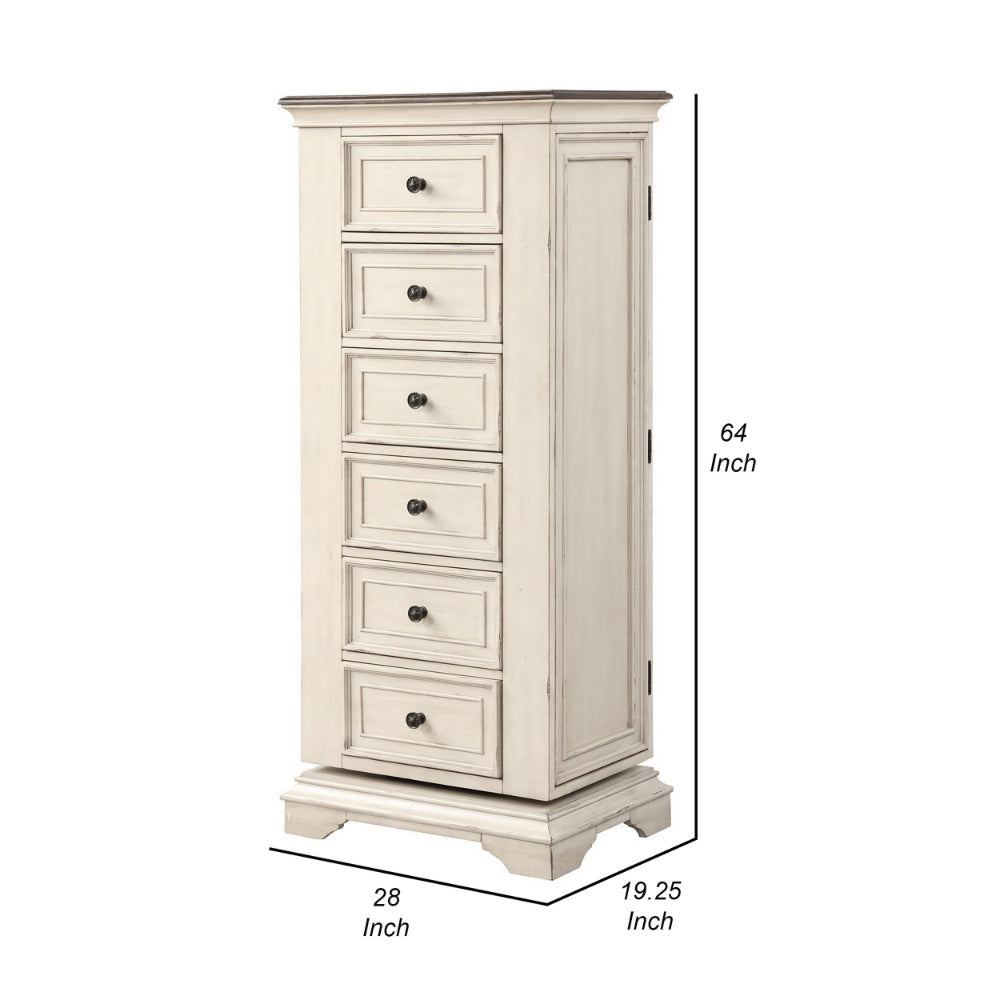 Maia 64 Inch Tall Swivel Dresser Chest Mirror Velvet Lined Drawers White By Casagear Home BM309487