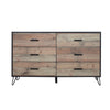 Lala 58 Inch Dresser 6 Drawers Black Handles Rustic Brown Wood Finish By Casagear Home BM309491