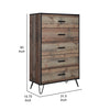 Lala 50 Inch Tall Dresser Chest 5 Drawers Black Handles Rustic Brown By Casagear Home BM309493