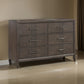 Wali 62 Inch Dresser 6 Drawer Black Handles Modern Walnut Brown Finish By Casagear Home BM309494