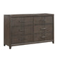 Wali 62 Inch Dresser, 6 Drawer, Black Handles, Modern Walnut Brown Finish By Casagear Home