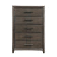 Wali 51 Inch Tall Dresser Chest 5 Drawer Black Handles Walnut Brown By Casagear Home BM309495