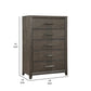 Wali 51 Inch Tall Dresser Chest 5 Drawer Black Handles Walnut Brown By Casagear Home BM309495