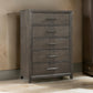 Wali 51 Inch Tall Dresser Chest, 5 Drawer, Black Handles, Walnut Brown By Casagear Home