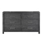 Tal 62 Inch Dresser 6 Drawers with Chrome Handles Charcoal Gray Finish By Casagear Home BM309500