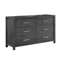 Tal 62 Inch Dresser, 6 Drawers with Chrome Handles, Charcoal Gray Finish By Casagear Home