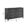 Tal 62 Inch Dresser 6 Drawers with Chrome Handles Charcoal Gray Finish By Casagear Home BM309500