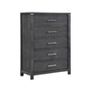 Tal 52 Inch Tall Dresser Chest 5 Drawers Chrome Handles Charcoal Gray By Casagear Home BM309501