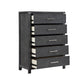 Tal 52 Inch Tall Dresser Chest 5 Drawers Chrome Handles Charcoal Gray By Casagear Home BM309501