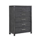 Tal 52 Inch Tall Dresser Chest, 5 Drawers, Chrome Handles, Charcoal Gray By Casagear Home