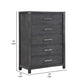 Tal 52 Inch Tall Dresser Chest 5 Drawers Chrome Handles Charcoal Gray By Casagear Home BM309501