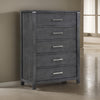 Tal 52 Inch Tall Dresser Chest, 5 Drawers, Chrome Handles, Charcoal Gray By Casagear Home