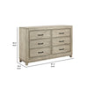 Alo 61 Inch Dresser 6 Drawers with Metal Handles Rustic White Finish By Casagear Home BM309505