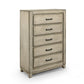 Alo 51 Inch Tall Dresser Chest 5 Drawers Metal Handles Rustic White By Casagear Home BM309506