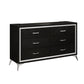 Sami 58 Inch Wide Dresser 6 Drawers Mirror Trim Embossed Texture Black By Casagear Home BM309511